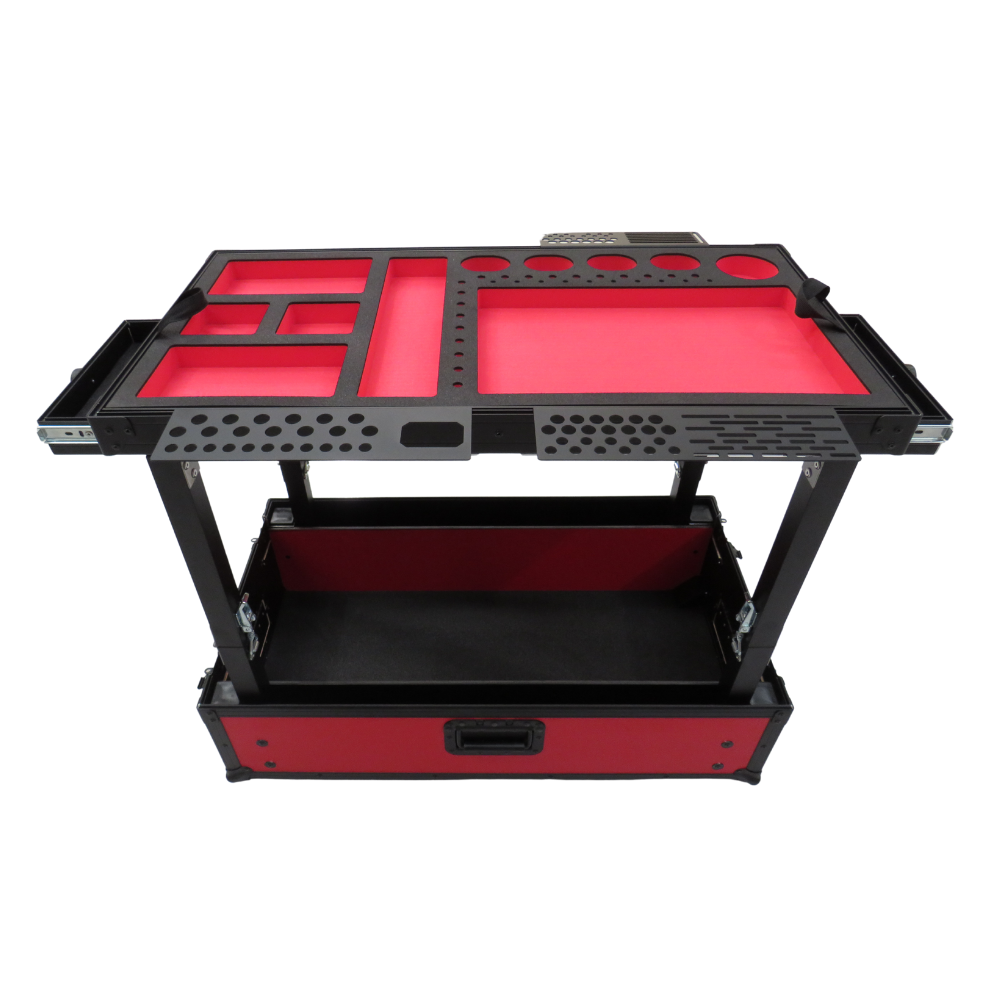 TDN Small Red Tool Cart (Series 2) with Collapsible Legs - Two Drawers | Bracket Bundle