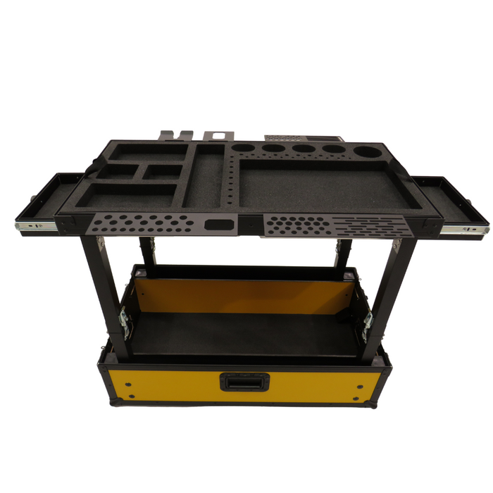 TDN Small Yellow Tool Cart (Series 2) with Collapsible Legs - Two Drawers | Bracket Bundle